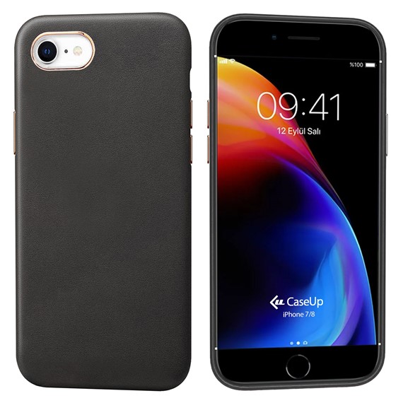 Apple iPhone 8 CaseUp Leather Woven Kılıf Siyah 1